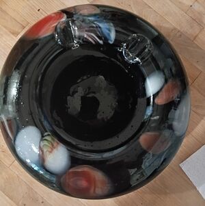 VINTAGE MODERNE MURANO ??? Glass ASHTRAY with Multicolor Swirls